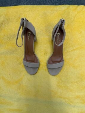 Beige Ankle-Strap Heels